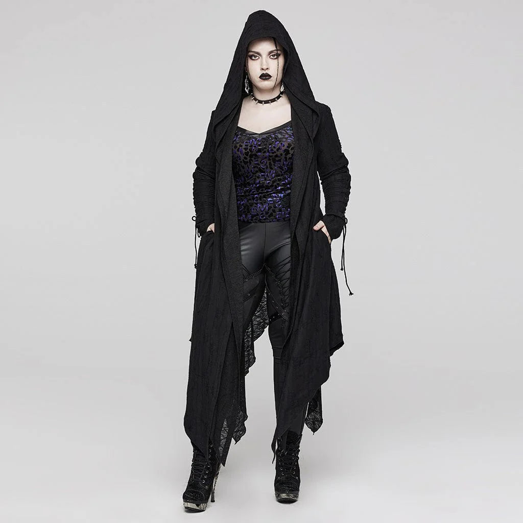 Women’s Plus Size Gothic Irregular Strappy Distressed Coat