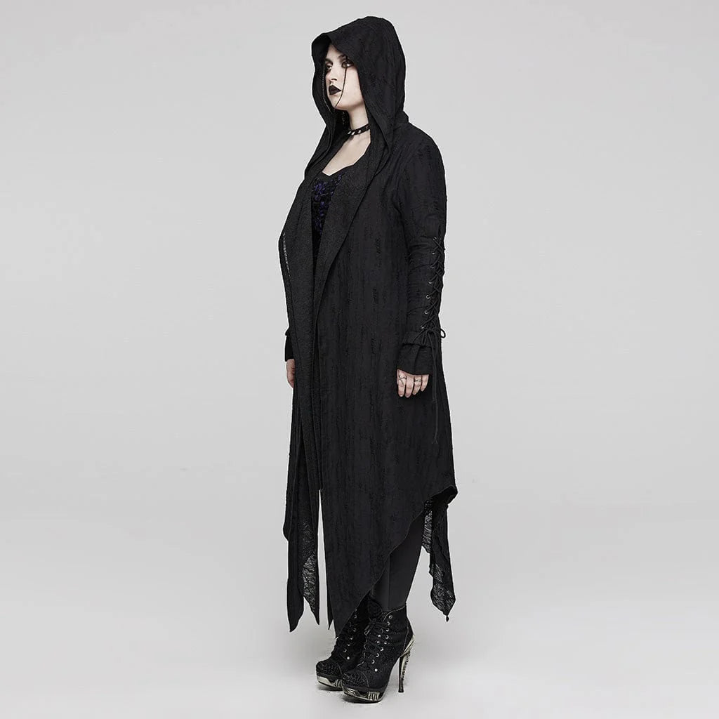 Women’s Plus Size Gothic Irregular Strappy Distressed Coat