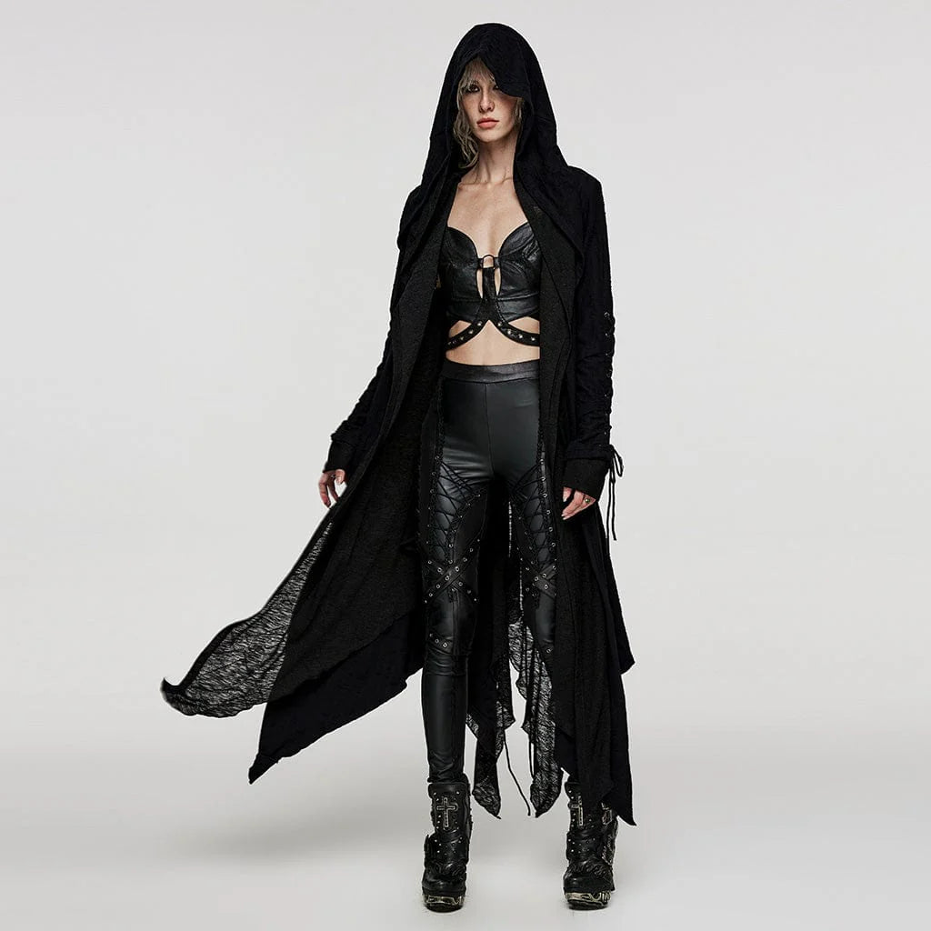 Women’s Plus Size Gothic Irregular Strappy Distressed Coat