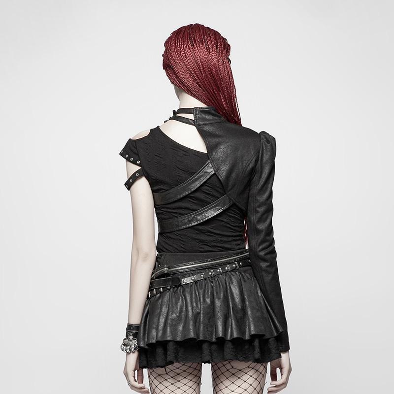 Women’s Punk One-Arm Short Black Jacket