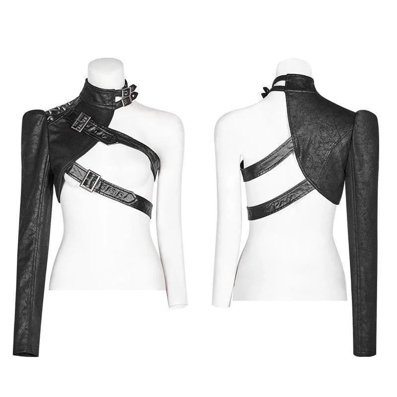 Women’s Punk One-Arm Short Black Jacket
